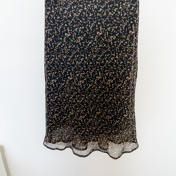 Y2K F.L.P. Sleeveless Polka Dot Sheer Midi‎ Dress Black Size 8 Retro Glam Indie - Picture 3 of 8